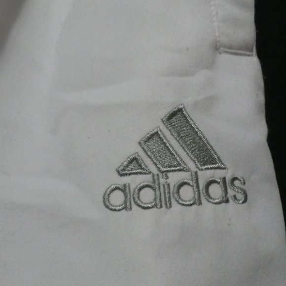 ADIDAS | 2XL | White Exercise Pants With Pockets and Grey and Blue Stripes | GUC - Picture 9 of 15